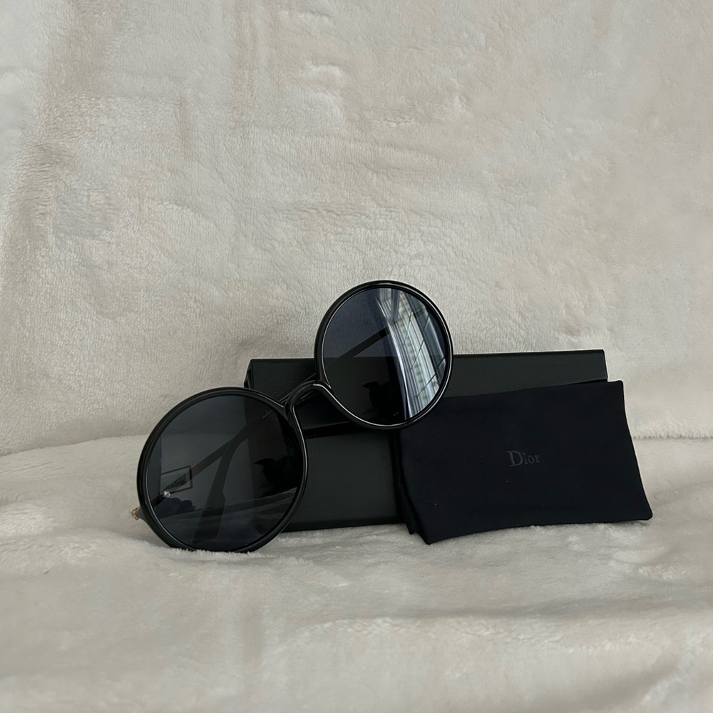 Christian Dior round black sunglasses.
